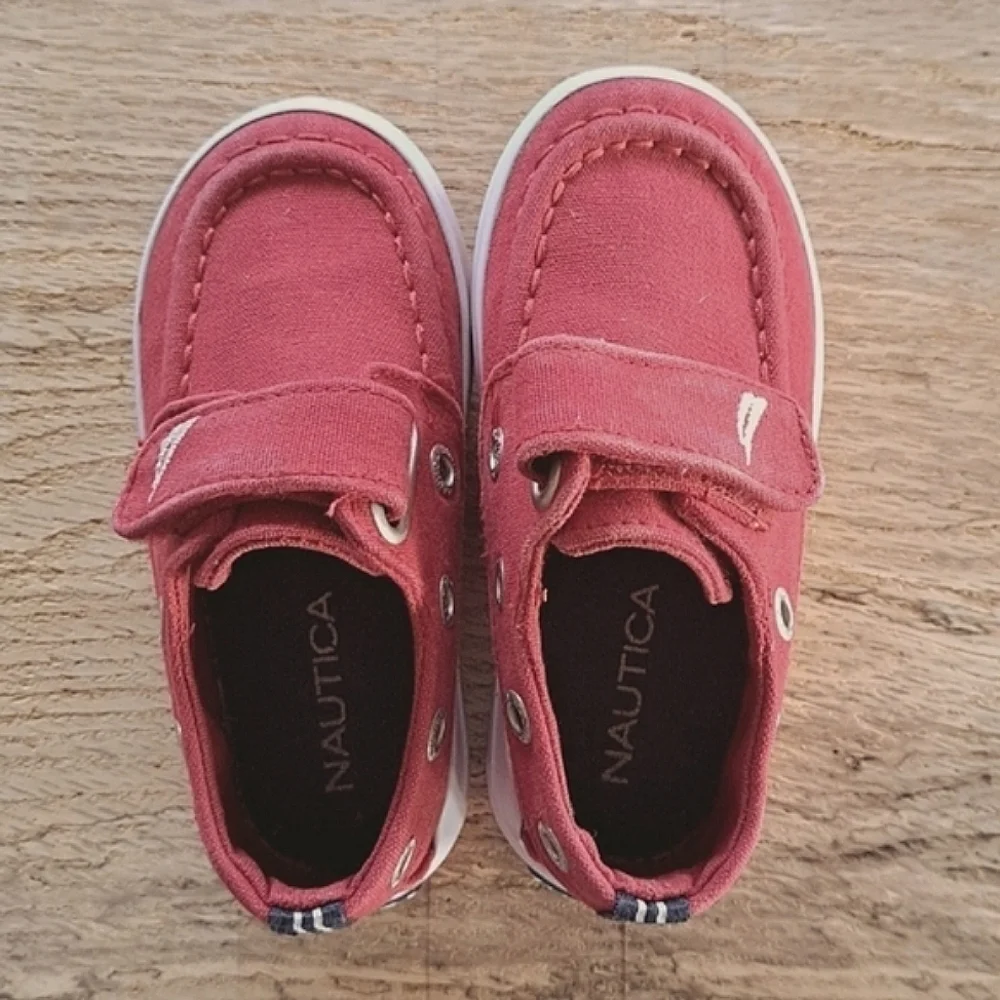 Nautica Classic Canvas Baby Infant Strap Red Causal Loafers Nautical Boat Shoes
